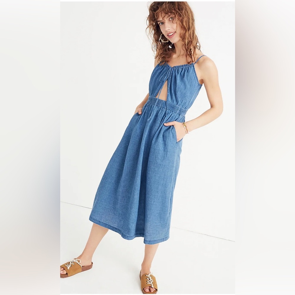 Madewell indigo cutout cami dress denim wash